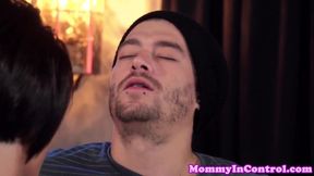 Cumloving cougar femdom fucks teenage dude