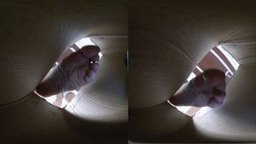 3DVR180 Male and Female Smelly Feet Trampling in the Box - Dwarf Point of View