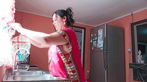 Indian stepmother gets fucked hard in the kitchen - rough sex