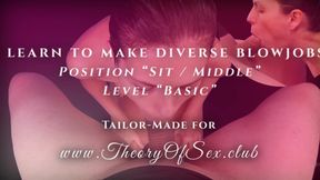 Day 1 of 9. I learn to make diverse blowjobs. Position "Sit / Middle". Behavior "Biological". Level "Basic".