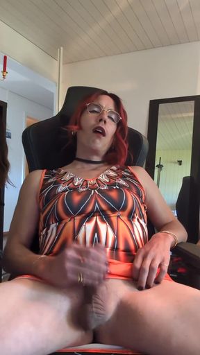 Sissy Jerking off and Eating Her Cum