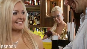 anal gangbang with dp fucking two beautiful blondes milfs in the club