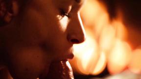 ”Fiery & sinful acts next to the fireplace for a couple”