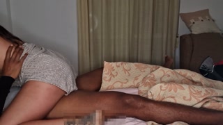 Blowjob without a condom and huge multiple cumshot, I skid all his cum into my tight virgin pussy REAL