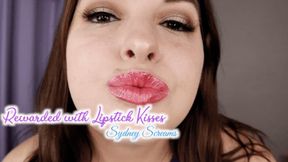 Rewarded with Lipstick Kisses - A lipstick fetish scene featuring: pink lipstick, glossy lips, sensual domination, masturbation encouragement, and female domination - 720 WMV