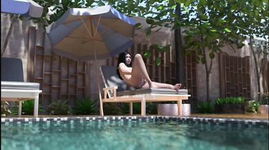 Beautiful girl masturbating in the pool