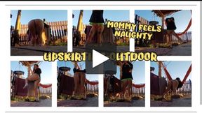 UPSKIRTING OUTDOOR with A NAUGHTY STEP-MAMA in a COLD MORNING