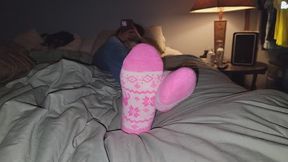 Chrissy thick pink sock tease