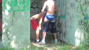 twink fucked in exhib outdoor by a policeman in slip