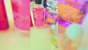 Sensual perfume lover gets off on scented touch