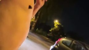 Busted naked walking parking
