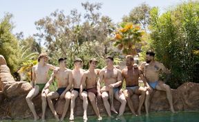 Fine men share young ass on camera in real gay gangbang