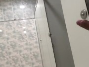 Small cock play in public toilet, got scared when man came out of cubical