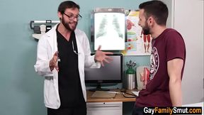 Gay doctor examines his step cousin'_s ass