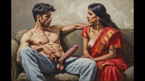 Indian stepmom let&#039;s her stepfather fucking her 18 year old teen daughter and creampie inside her pussy