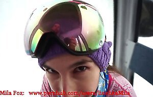 Mila fox, public anal sex in ski lift. ass creampie!