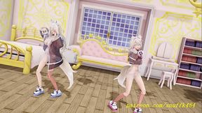 no VR mmd Fuwa Moco Dance 3d hololive Hentai