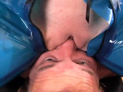 two women fetish latex asslicking and anal mff