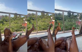 Amateur Kira Michelle Masturbates And Squirts On The Balcony