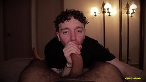 POV Twink Blowjob Cum Eating Nico Mucci Sucking Sweaty Daddy Camilo Brown'_s Big Uncut Cock