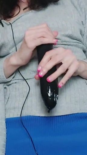 Queen of Vegetables Fucks Cucumber in Black Condom