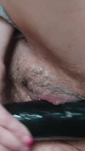 Queen of Vegetables Fucks Cucumber in Black Condom