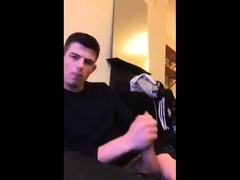 Cute guy jerks his big cock off