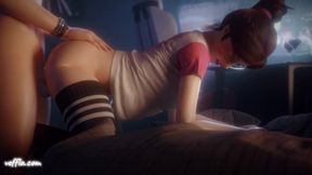 D.Va fucks in cowgirl position in Christmas gift 3D porn Animation