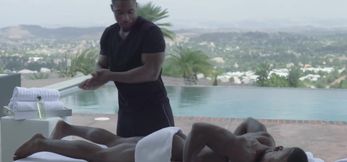 DeAngelo Jackson massages Liam Cyber before being