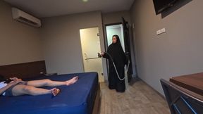 My Hijab Stepmom Caught Me Jerking off in My Bedroom