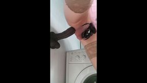 huge dildo stretches the ass of a sissy whore