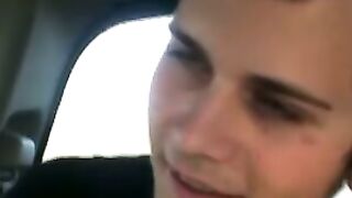 Hotties Judah and Lansing jerked off in the car in the middle of rush hour