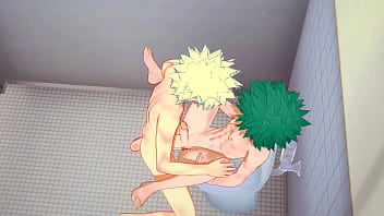 My Hero Academia Yaoi - Midoriya is fucked by Bakugou with creampie in his ass - Japanese asian manga anime game porn gay