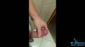 Tight Foreskin Fun, Cock Ring in a Bathroom Phimosis Cock