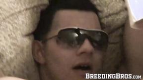 ”Slim tattooed twink makes his frat bros dick hard & cum loads”