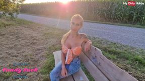 German MILF Candy Suck sucks cock outdoors & gets fucked in POV - MyDirtyHobby