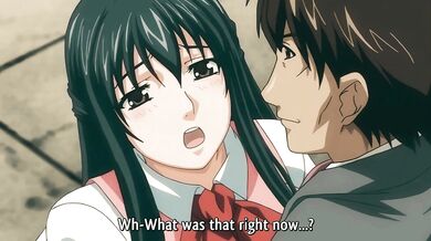Anime hottie’s cheating pussy gets stuffed with sin while her breathless husband watches