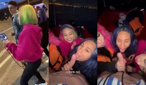 Unexpected Boat Adventure: Girls Delight Guy with Playful Surprise!