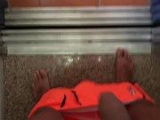 Risky naked play.  No cum,elevator and corridor