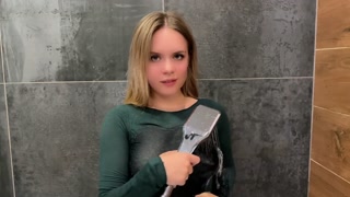 Teasing the neighbour in the bathroom