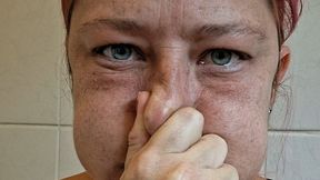 Breathe holds with puffy cheeks and red face