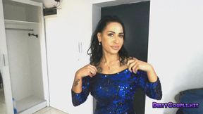 She comes home from a party, alone, and masturbates