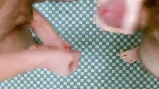 School Bathroom Masturbation Ends in Double Cumshot
