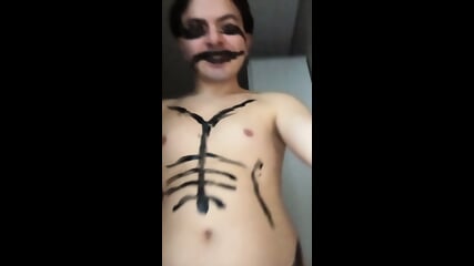 Sissy Femboy Cum Shower And Halloween Make-up