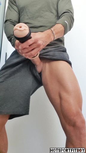 Risky Window Masturbation Leads to a Cumshot Inside a Fleshlight