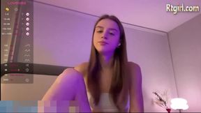 petite teen trans cutie with natural tits strokes her cock on webcam