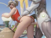 Mercy Lifeguard Doggystyled by Genji Overwatch Porn 3D