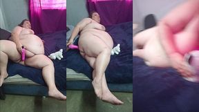 solo milf stacy masterbate with pink vibrator , teddybear gets a blowjob