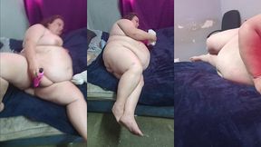 solo milf stacy masterbate with pink vibrator , teddybear gets a blowjob