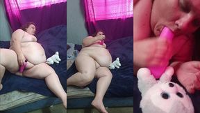 solo milf stacy masterbate with pink vibrator , teddybear gets a blowjob